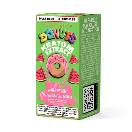 Donuts Gold Kratom Extract Shots - 250mg Watermelon 12pk