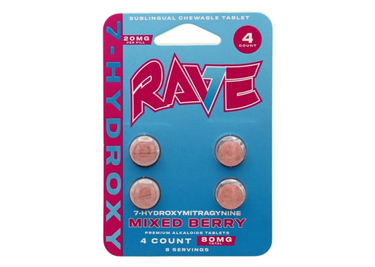 Rave 20mg 7-OH Mixed Berry 4-Tablet