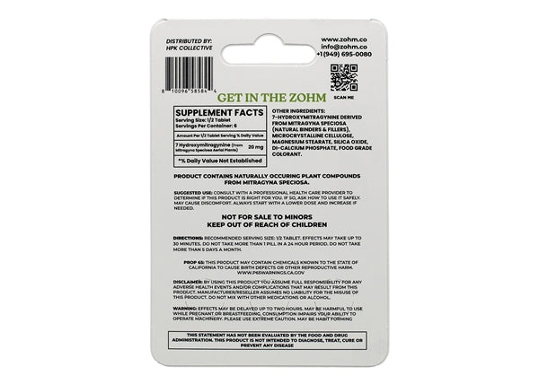 ZOHM Extra Strength 120mg 7-OH - Natural 3-Tablet