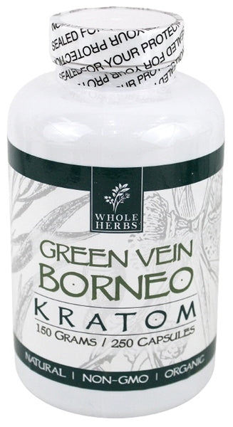 Whole Herbs Kratom Capsules - 250Caps Green Vein Borneo
