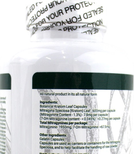 Whole Herbs Kratom Capsules - 250Caps Red Vein Maeng Da